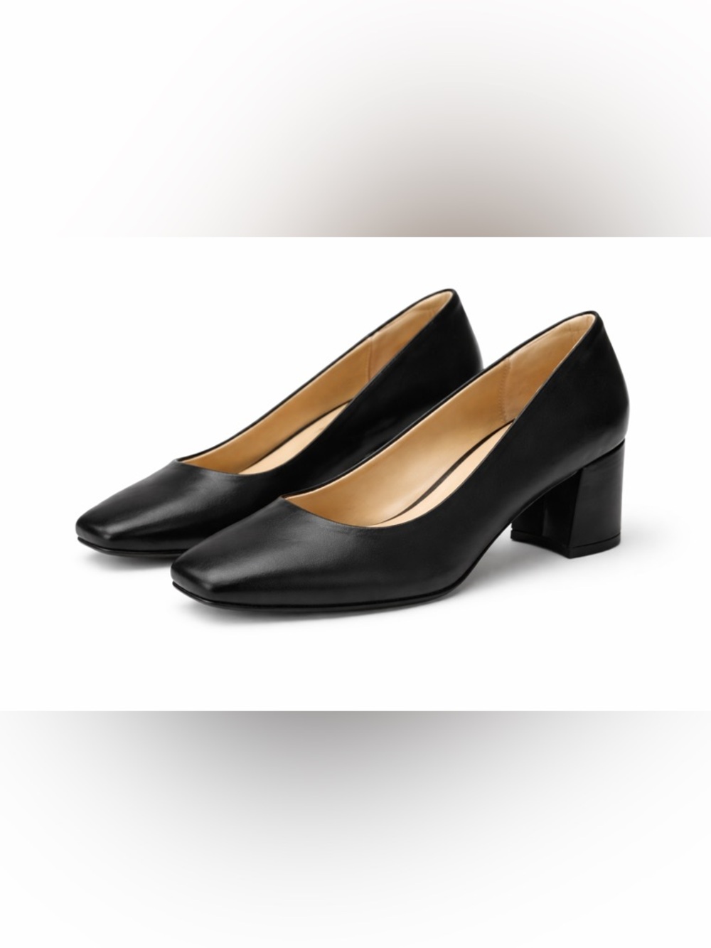 Naturalizer Warner Black Leather Block Heel Pumps Size 6M